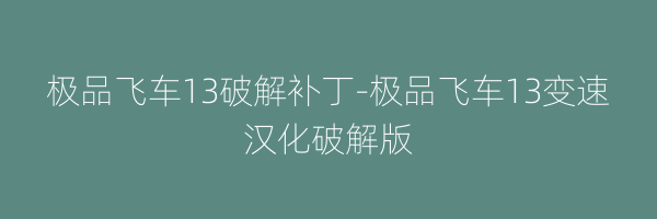 极品飞车13破解补丁-极品飞车13变速汉化破解版